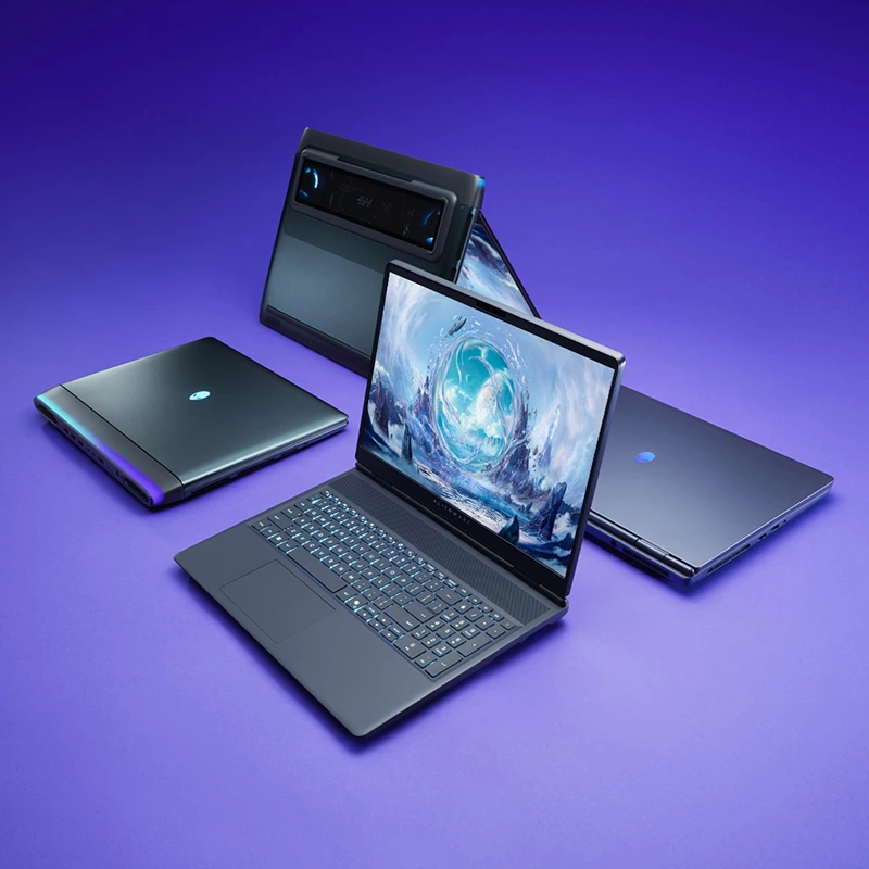 design premium bleu Alienware Aurora 16 laptop gaming Dell