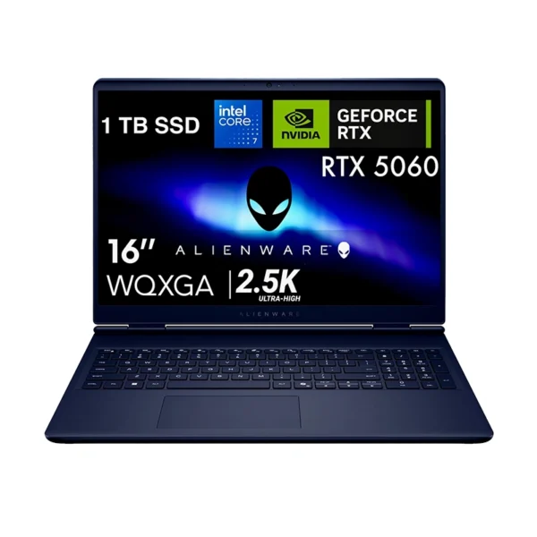 PC portable gamer Dell Alienware Aurora 16 RTX 5060 design futuriste bleu