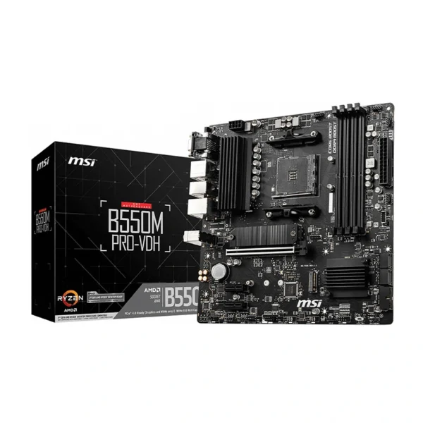 Carte mère MSI B550M PRO-VDH vue de face avec socket AM4 et slots DDR4