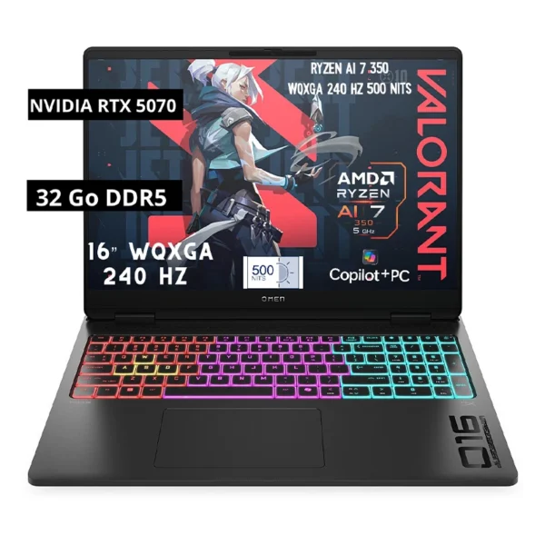 HP OMEN 16 Ryzen AI 7 350 RTX 5070 PC portable gaming 16 pouces