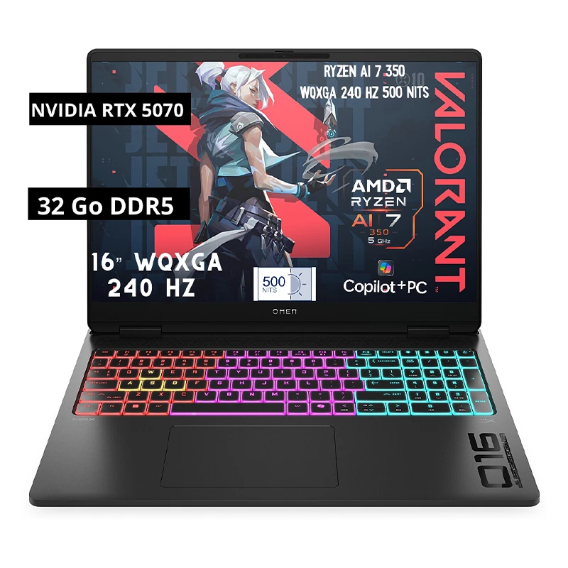 HP OMEN 16 Ryzen AI 7 350 RTX 5070 PC portable gaming 16 pouces