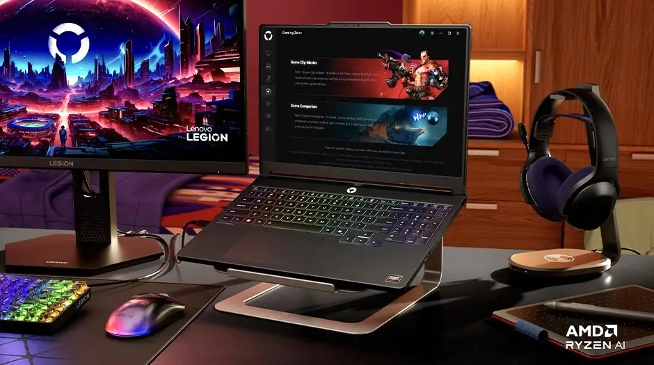 Lenovo Legion 5a Gen 11 dans un environnement gaming avec Ryzen AI