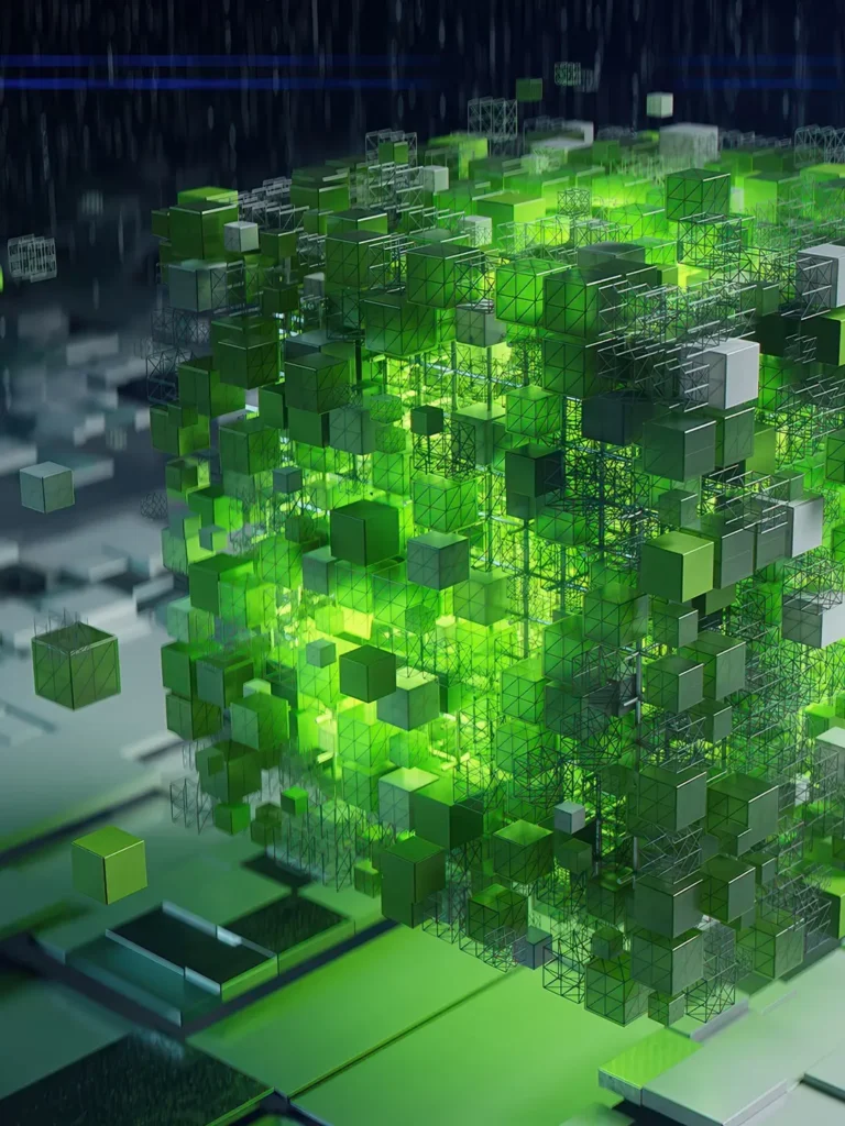 Illustration de l’architecture IA NVIDIA RTX Spark avec blocs verts